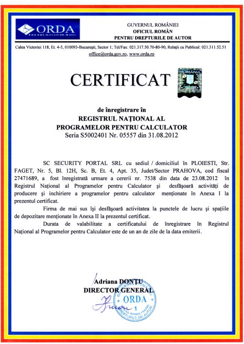 orda certificat de inregistrare