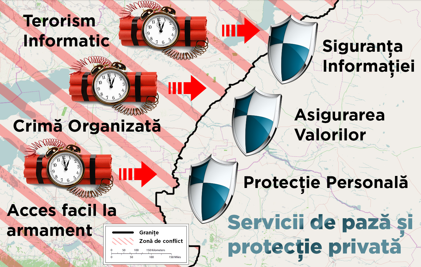 Riscurile de securitate pentru companii se dubleaza odata cu apropierea de zonele de conflict